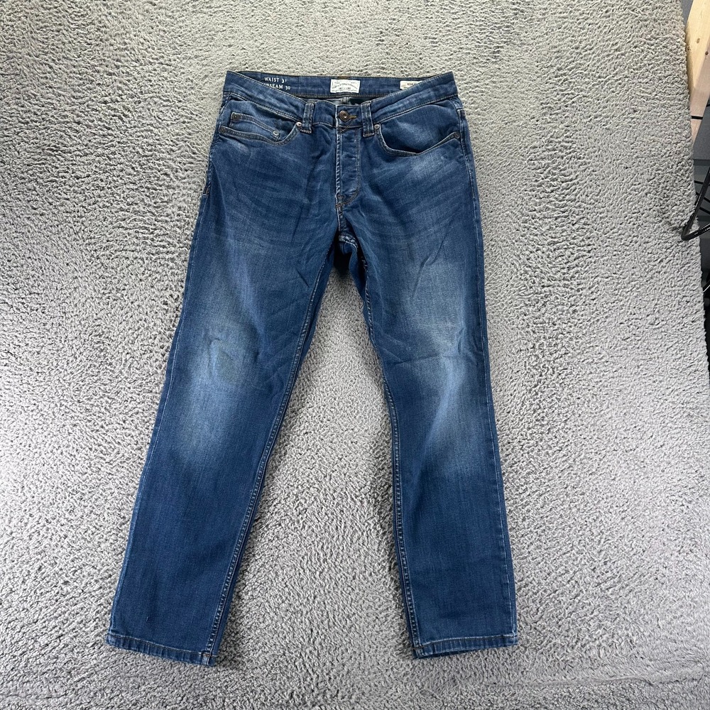 Only & Sons Jeans Men 33x30 Blue Cotton Denim Straight Faded Button-Fly Workwear